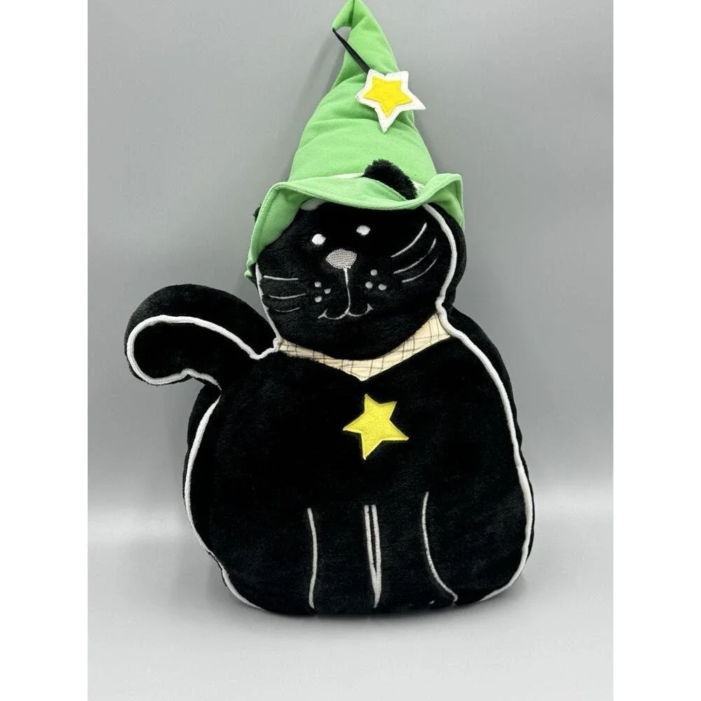 Vintage Wizard Black Cat Totally Ghoul Plush Pillow 16